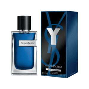 Flacon YSL Y Iced Cologne Eau de Toilette Intense avec jus bleu glacial et Y métallique