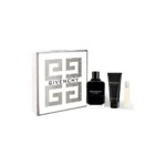 Coffret Givenchy Gentleman : présentation du coffret ; Eau de Parfum 100 ml + Eau de Parfum format voyage 12,5 ml + Gel douche parfumé 75 ml