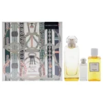 Coffret Hermès Un Jardin à Cythère : présentation du coffret ; Eau de Toilette 100 ml + Eau de Toilette miniature 7,5 ml + Gel douche 40 ml