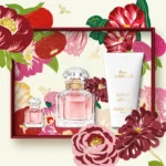 Coffret Guerlain Mon Guerlain : présentation du coffret ; Eau de Parfum 50 ml + Eau de Parfum miniature 5 ml + Lait pour le corps 75 ml