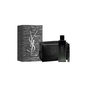 Coffret Yves Saint Laurent MYSLF : présentation du coffret ; Eau de Parfum 100 ml + Eau de Parfum format voyage 10 ml + Pochette
