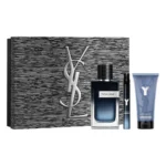 Coffret Yves Saint Laurent Y : présentation du coffret ; Eau de Parfum 100 ml + Eau de Parfum format voyage 10 ml + Gel douche parfumé 50 ml