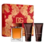 Coffret Dolce&Gabbana The One Pour Homme : présentation du coffret ; Eau de Toilette 100 ml + Gel douche 50 ml + Baume après-rasage 50 ml