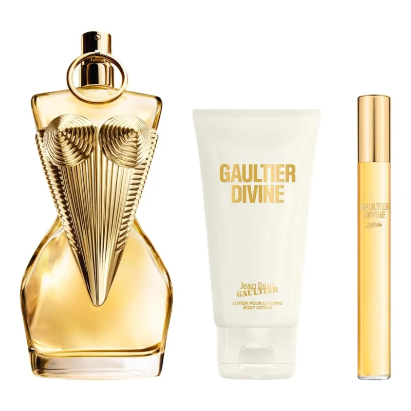 Coffret Jean Paul Gaultier Gaultier Divine : vue détaillée ; Eau de Parfum 100 ml + Lait pour le corps 75 ml + Eau de Parfum format voyage 10 ml