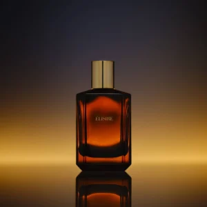 Élisire Aliksir, flacon dans une ambiance ambrée