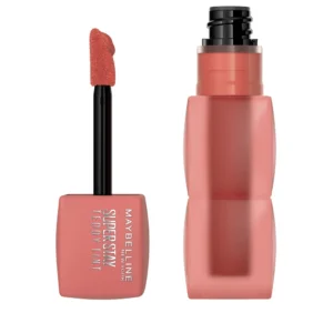 Maybelline Superstay Teddy Tint 5 ml, teinte 15 Skinny Dip, flacon et applicateur