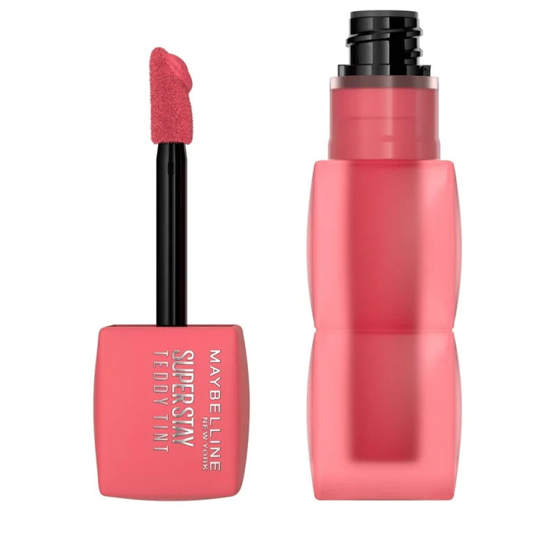 Maybelline Superstay Teddy Tint 5 ml, teinte 40 Petalcore, flacon et applicateur